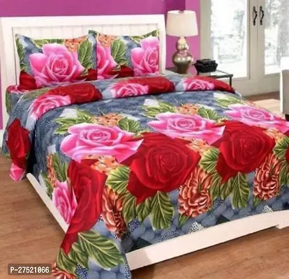 Stylish Polyester Double Bedsheet with Two Pillow Covers-thumb0