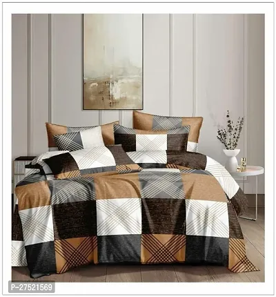 Stylish Polyester Double Bedsheet with Two Pillow Covers