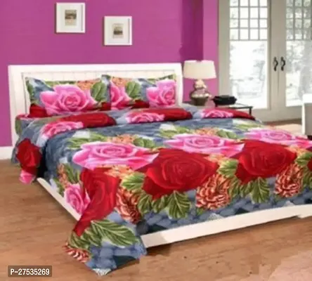 Stylish Polycotton Double Bedsheet with Two Pillow Covers