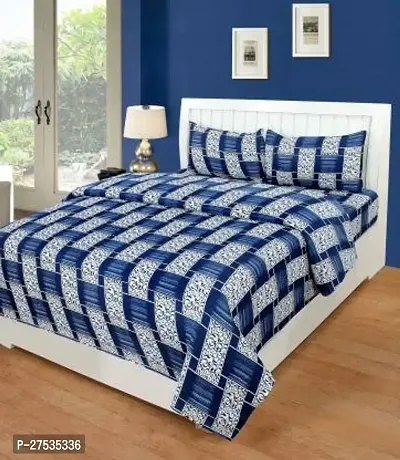 Stylish Polyester Double Bedsheet with Two Pillow Covers-thumb0