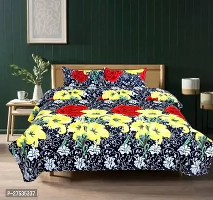 Stylish Polyester Double Bedsheet with Two Pillow Covers