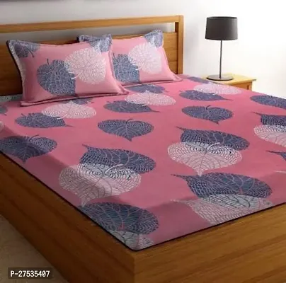 Stylish Polyester Double Bedsheet with Two Pillow Covers