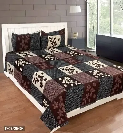 Stylish Polyester Double Bedsheet with Two Pillow Covers-thumb0