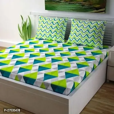 Stylish Polyester Double Bedsheet with Two Pillow Covers-thumb0