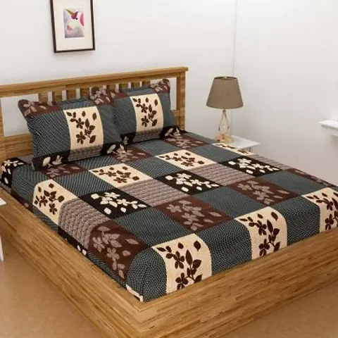 Printed Double Bedsheet with 2 Pillow Cover