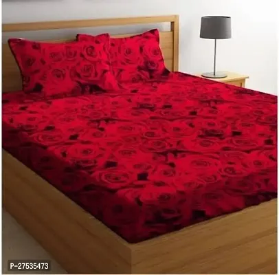 Stylish Polyester Double Bedsheet with Two Pillow Covers