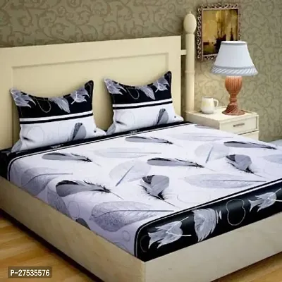 Stylish Polyester Double Bedsheet with Two Pillow Covers-thumb0