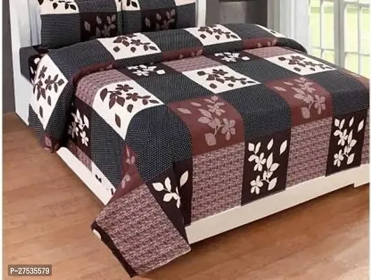 Stylish Polyester Double Bedsheet with Two Pillow Covers-thumb0