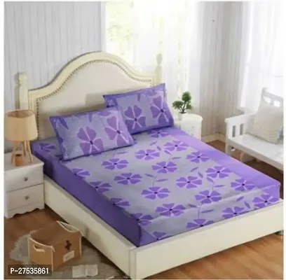 Stylish Polyester Double Bedsheet with Two Pillow Covers-thumb0