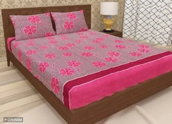 Stylish Polyester Double Bedsheet with Two Pillow Covers