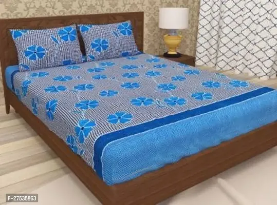 Stylish Polyester Double Bedsheet with Two Pillow Covers