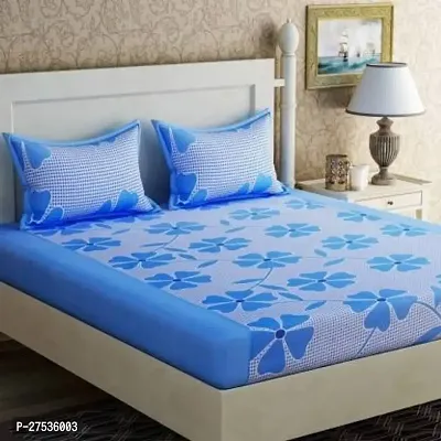 Stylish Polyester Double Bedsheet with Two Pillow Covers-thumb0