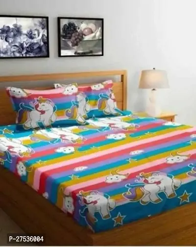 Stylish Polyester Double Bedsheet with Two Pillow Covers-thumb0