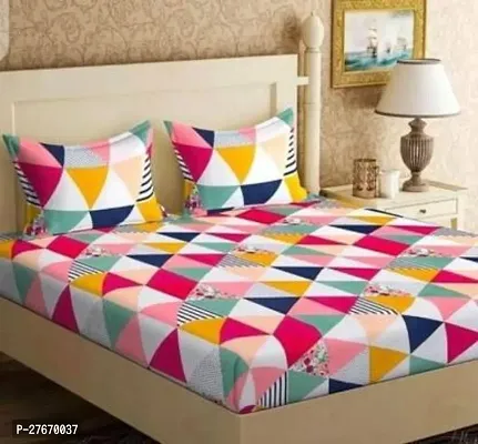 Stylish Polyester Double Bedsheet with Two Pillow Covers