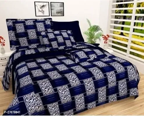 Stylish Polyester Double Bedsheet with Two Pillow Covers-thumb0