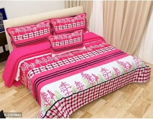 Stylish Polyester Double Bedsheet with Two Pillow Covers-thumb0