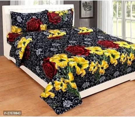 Stylish Polyester Double Bedsheet with Two Pillow Covers