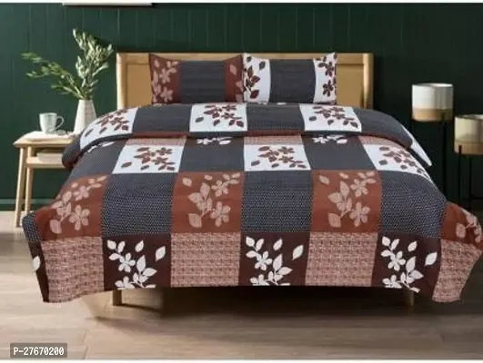 Stylish Polyester Double Bedsheet with Two Pillow Covers-thumb0