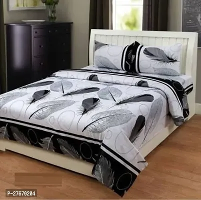 Stylish Polyester Double Bedsheet with Two Pillow Covers-thumb0