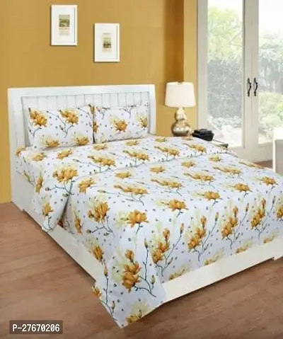 Stylish Polyester Double Bedsheet with Two Pillow Covers-thumb0