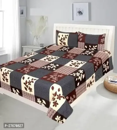 Stylish Polyester Double Bedsheet with Two Pillow Covers-thumb0