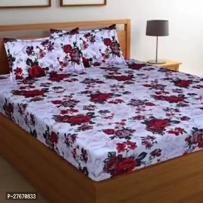 Stylish Polyester Double Bedsheet with Two Pillow Covers-thumb0