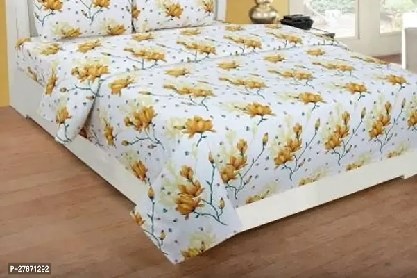 Stylish Polyester Double Bedsheet with Two Pillow Covers-thumb0