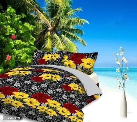 Stylish Polyester Double Bedsheet with Two Pillow Covers-thumb0