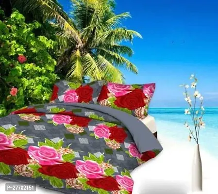 Stylish Polyester Double Bedsheet with Two Pillow Covers-thumb0