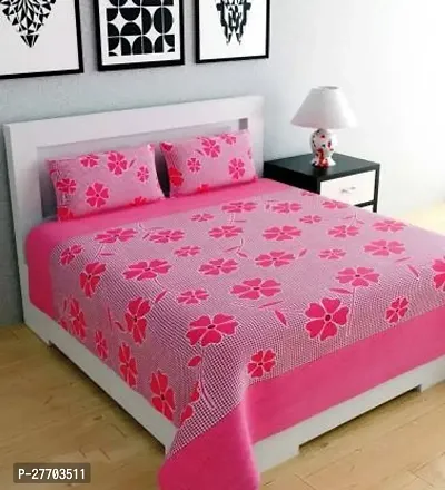 Stylish Polyester Double Bedsheet with Two Pillow Covers