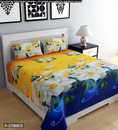 Stylish Polyester Double Bedsheet with Two Pillow Covers