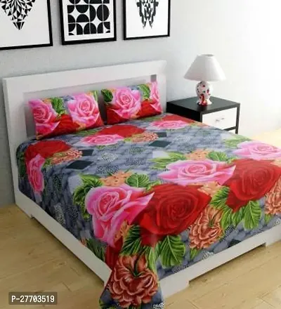 Stylish Polyester Double Bedsheet with Two Pillow Covers-thumb0