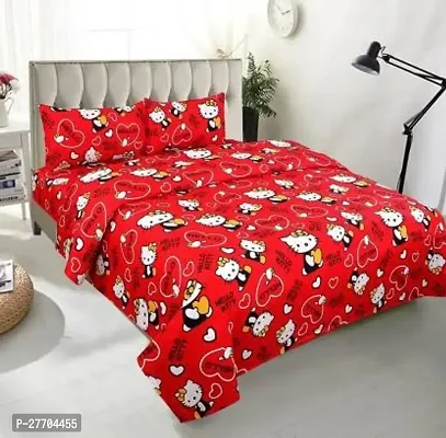 Stylish Polyester Double Bedsheet with Two Pillow Covers-thumb0