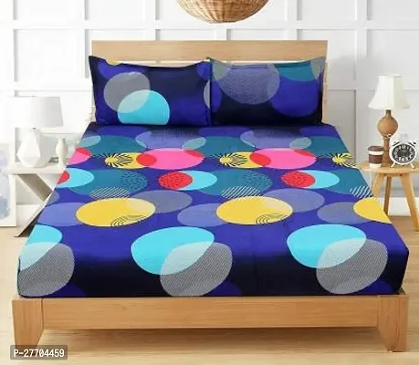 Stylish Polyester Double Bedsheet with Two Pillow Covers-thumb0