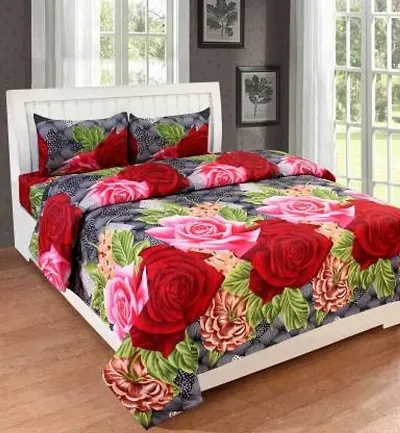 Neekshaa 3D Polycotton Double Bed bedsheet with Two Pillow Cover_Size-90 * 90 inch