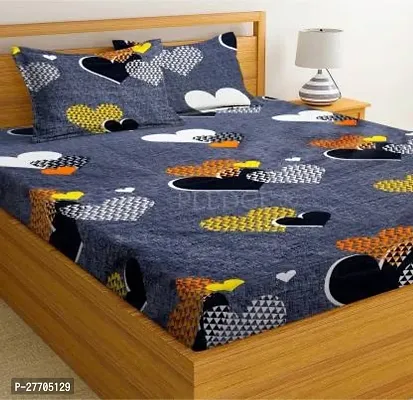 Stylish Polyester Double Bedsheet with Two Pillow Covers-thumb0