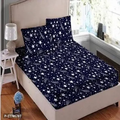 Stylish Polyester Double Bedsheet with Two Pillow Covers-thumb0