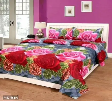 Stylish Polyester Double Bedsheet with Two Pillow Covers-thumb0