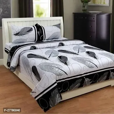 Stylish Polyester Double Bedsheet with Two Pillow Covers