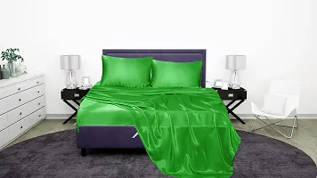 DZY 300 TC Satin Silk Pillow covers for Hair and Skin set of 2 pcs with free 3 pcs Scrunchiesfor Women, Regular Size -18.9 x 29Inches, Envelope Closure Color   Grass Green-thumb2