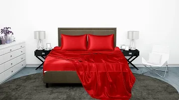 DZY 600 TC Satin Silk Pillow Protector Pillow covers for Hair and Skin set of 2 pcs with free 3 pcs Scrunchiesfor Women, Regular Size -18.9 x 29 INCH, Envelope Closure   (Red)-thumb2