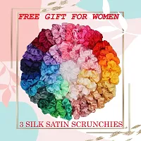 DZY Satin Silk Pillow covers for Hair and Skin set of 2 pcs with free 3 pcs Scrunchiesfor Women, Regular Size -18.9 x 29Inches, Envelope Closure Color   Mehandi-thumb1