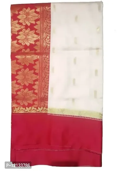 Stylish Art Silk White  Saree with Blouse piece-thumb0