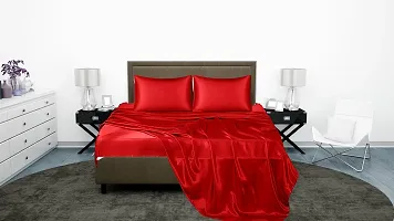 DZY 600 TC Satin Silk Pillow covers for Hair and Skin set of 2 pcs with 3 pcs free Scrunchies, Regular Size -18.9 x 29Inches, Envelope Closure Color   Red-thumb2