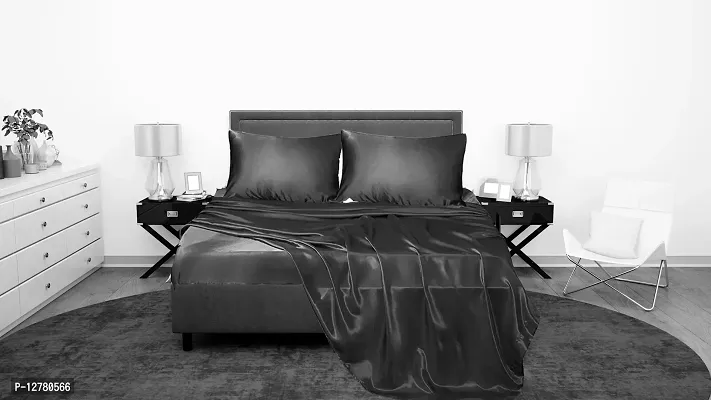 DZY 600 TC Satin Silk Pillow covers for Hair and Skin set of 2 pcs, Regular Size -18.9 x 29Inches, Envelope Closure Color   Black-thumb3