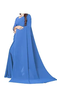 Stylish Georgette Blue  Saree with Blouse piece-thumb1