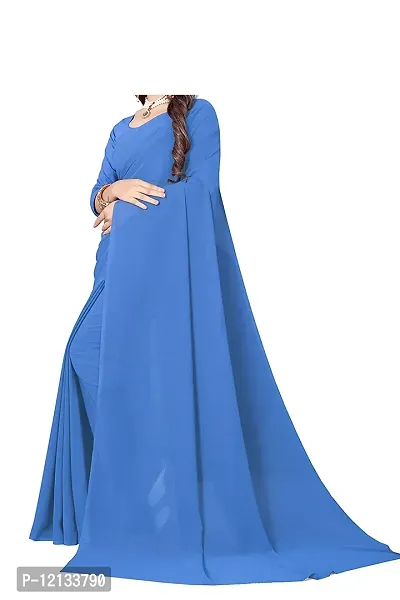 Stylish Georgette Blue  Saree with Blouse piece-thumb2