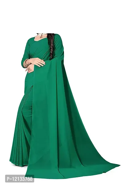 Stylish Georgette Dark Green  Saree with Blouse piece-thumb2