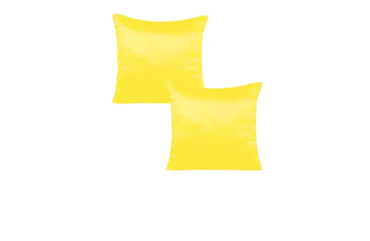 Stylish Yellow Satin Solid Cushion Covers -Set Of 2 Pieces