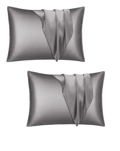 DZY 300 TC Satin Pillow Covers,Pack of 2,18.9X29,Color-Silver